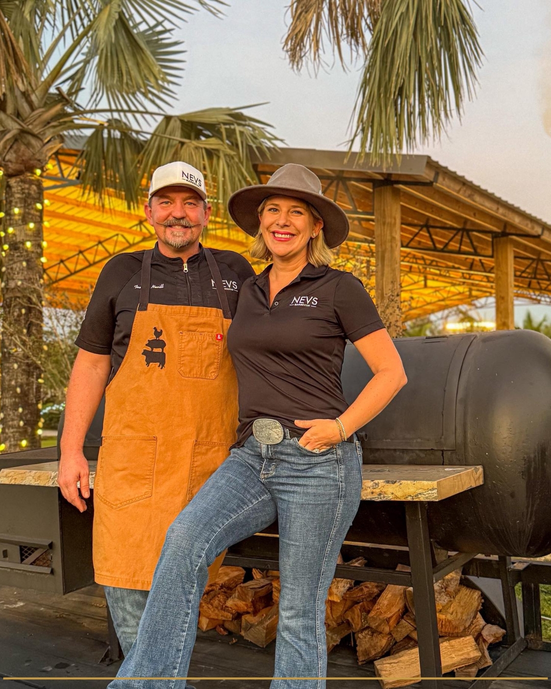 Pitmaster Tommy Nevill and wife Kelsey-Laine Nevill at Nevs BBQ in Palm Beach Gardens.