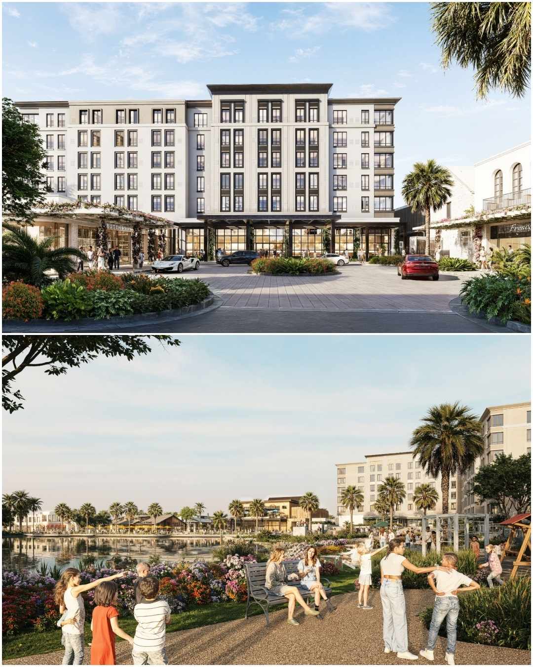 Rendering of Village Landing, the new mixed-use development planned by Related Ross in Wellington featuring retail, dining, green space and residential living.
