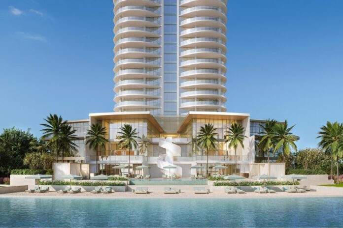 Rendering of Mandarin Oriental Residences West Palm Beach luxury waterfront tower along the Intracoastal Waterway