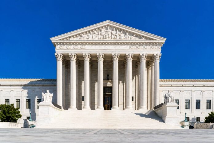 Front view of the United States Supreme Court building in Washington, D.C.